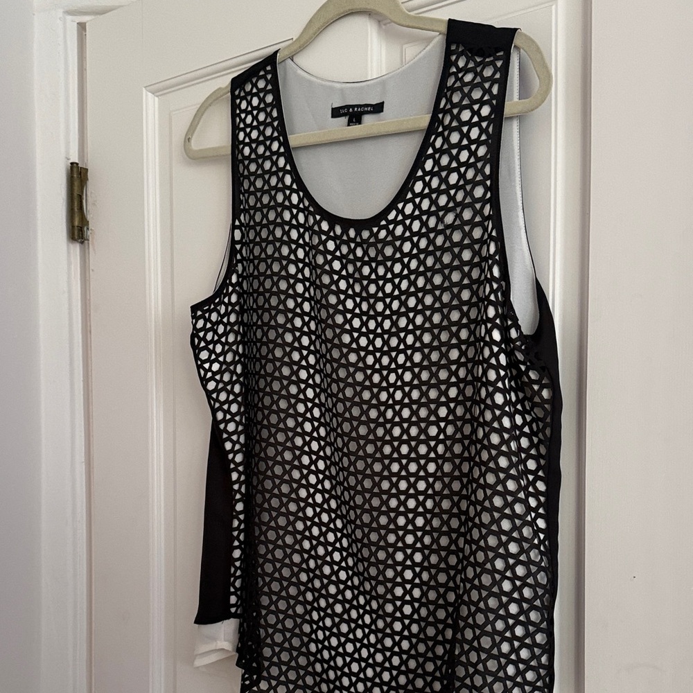 Zac & Rachel Black Mesh Overlay Tank with White Underlayer